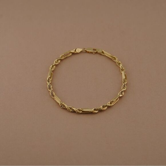 14k Real Gold Figaro Rope Bracelet | 8.5โ Length |โ4mm Thick | Elegant Gold | - Picture 5 of 7